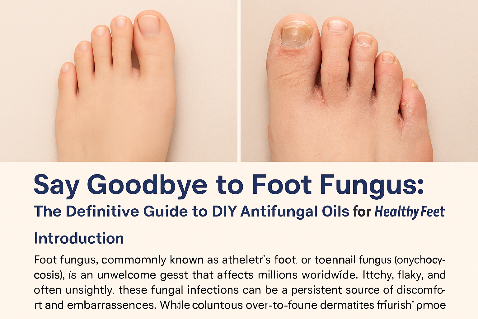 Before and after foot fungus treatment with oils